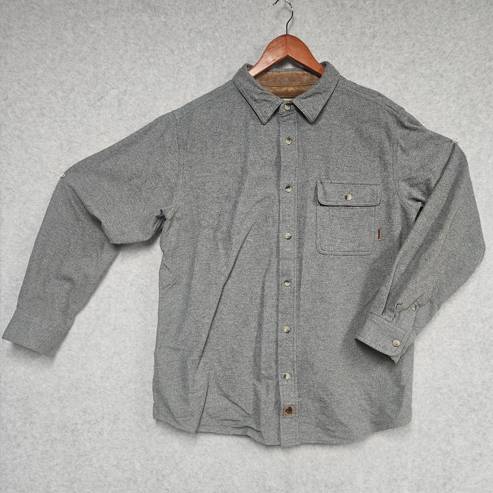 Legendary Whitetails Mens Buck Camp Flannel Button Up Shirt Size Large Gray